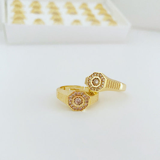 Tarnish Free Micro Pave Ring • Gold Adjustable Crystal Ring