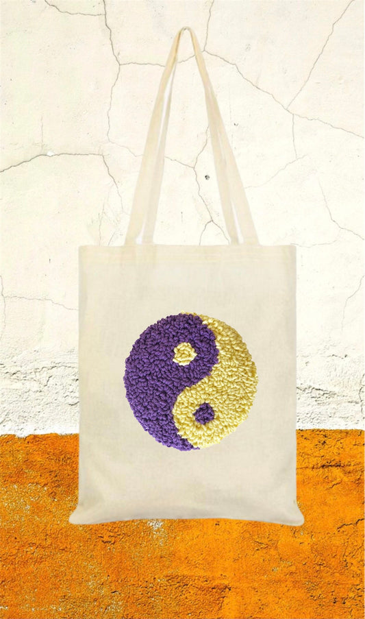 Ecofriendly Punch Needle Embroidered Cotton Canvas Bag