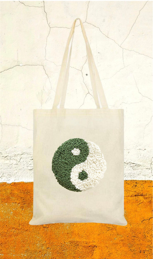 Ecofriendly Punch Needle Embroidered Cotton Canvas Bag