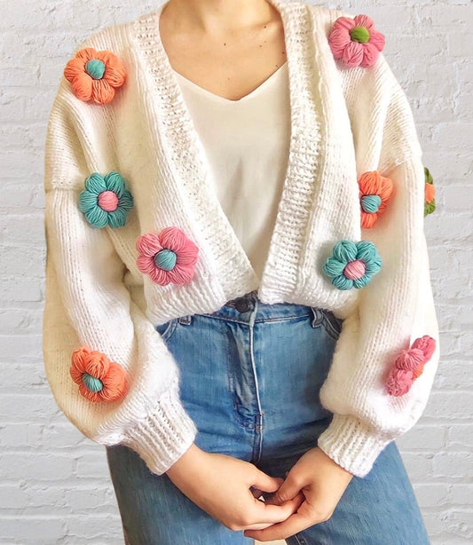 Rainbow Chunky Daisy Cardigan