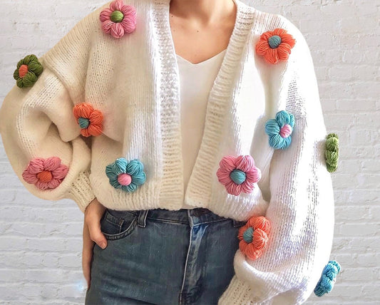 Rainbow Chunky Daisy Cardigan