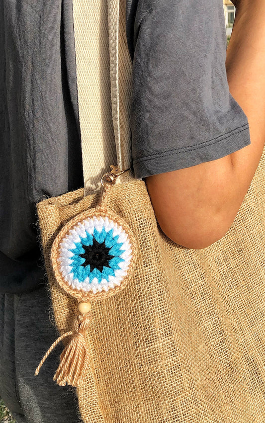 Crochet Evil Eye Keychain