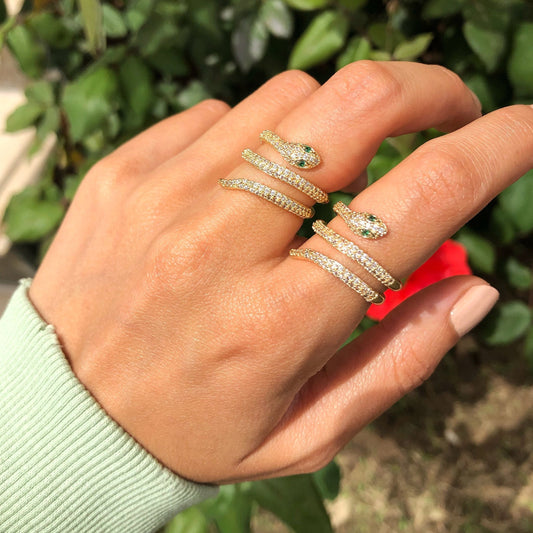 Snake Crystal Ring • Titanium Filled Boho Serpent Wrap Ring