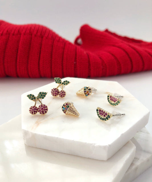 Colorful Summer Ear Ring • Cherry Ice cream Watermelon Ear Ring