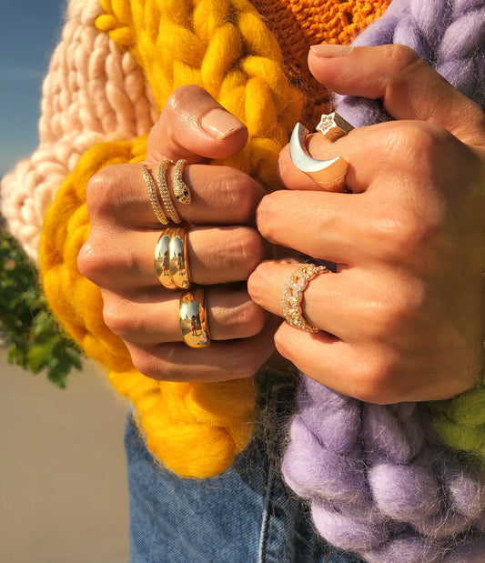 Thick Gold Double Dome Ring • Chunky Bubble Circle Ring