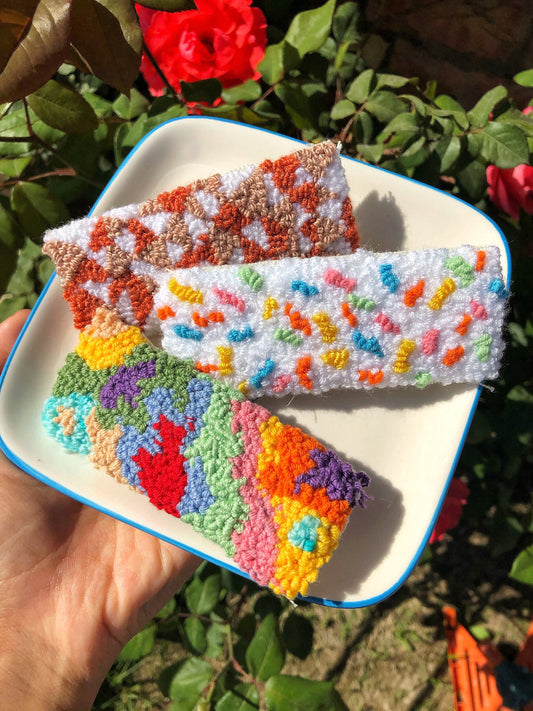 Hand Tufted Punch Needle Hair Clips