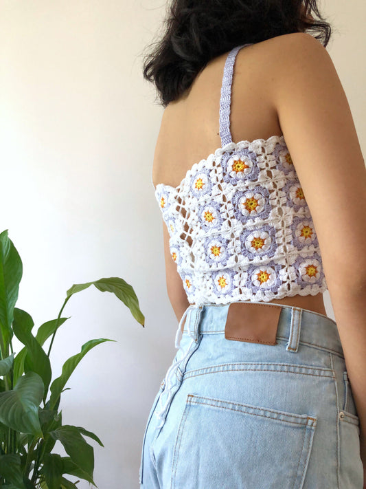 Lilac Crochet Daisy Top