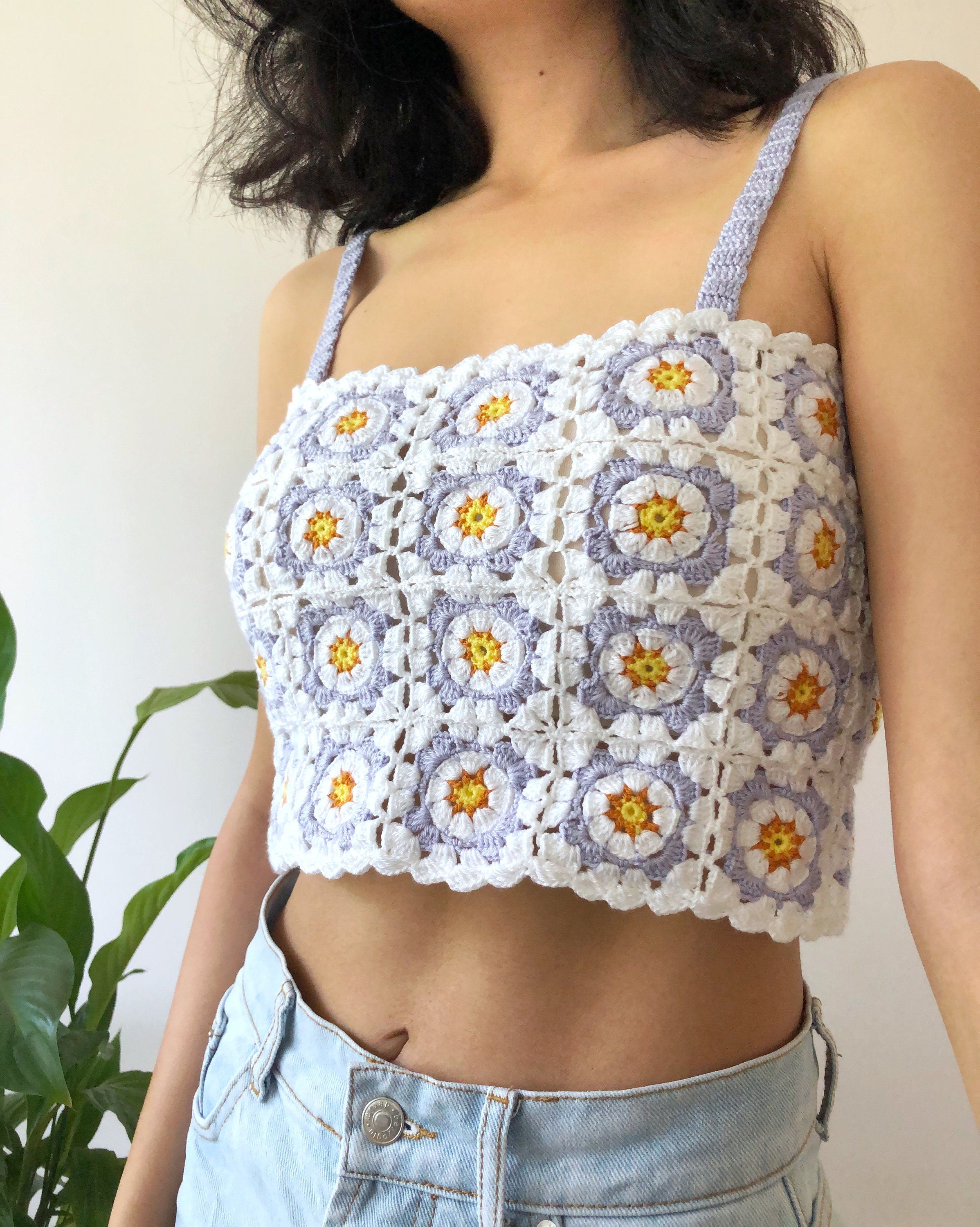 Crochet Overlay Crop Top - Lilac or White - Just $3