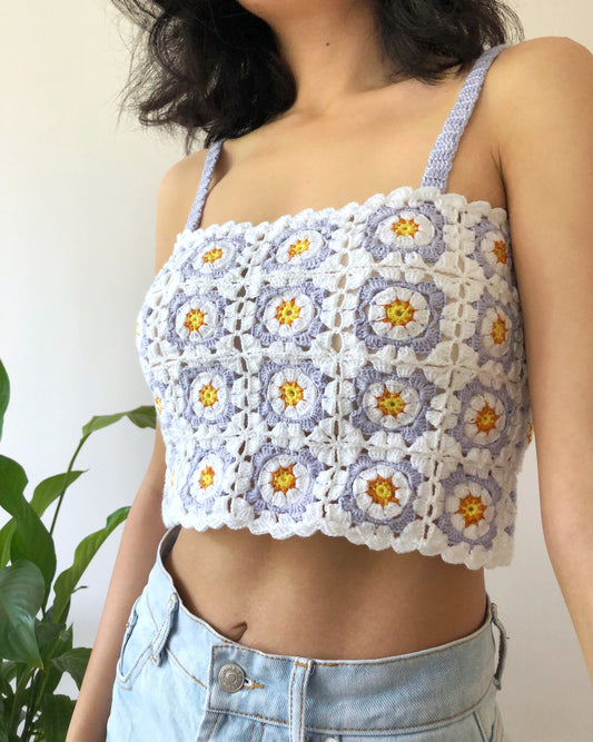 Lilac Crochet Daisy Top