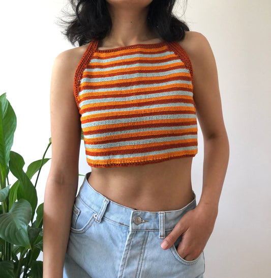 Striped Crochet Halter Top