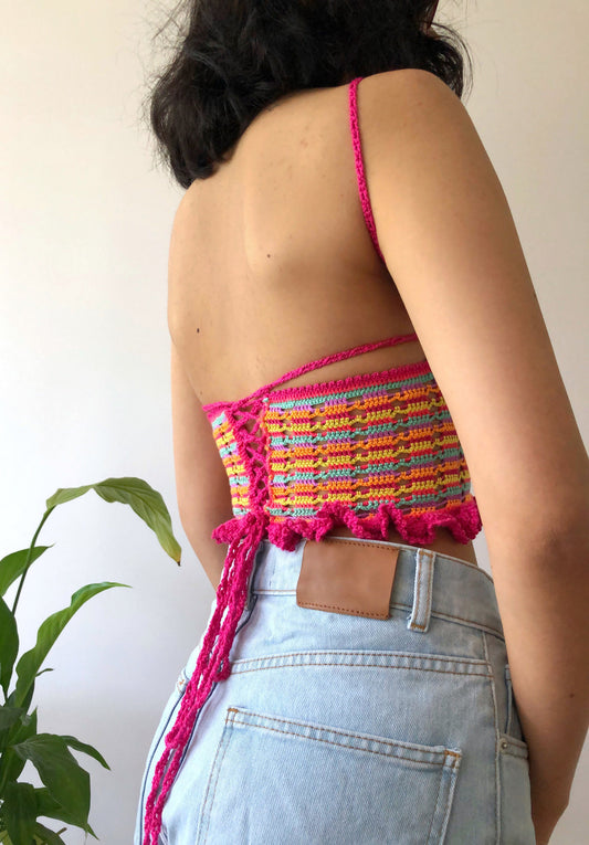 Handknitted Colurful Crochet Top