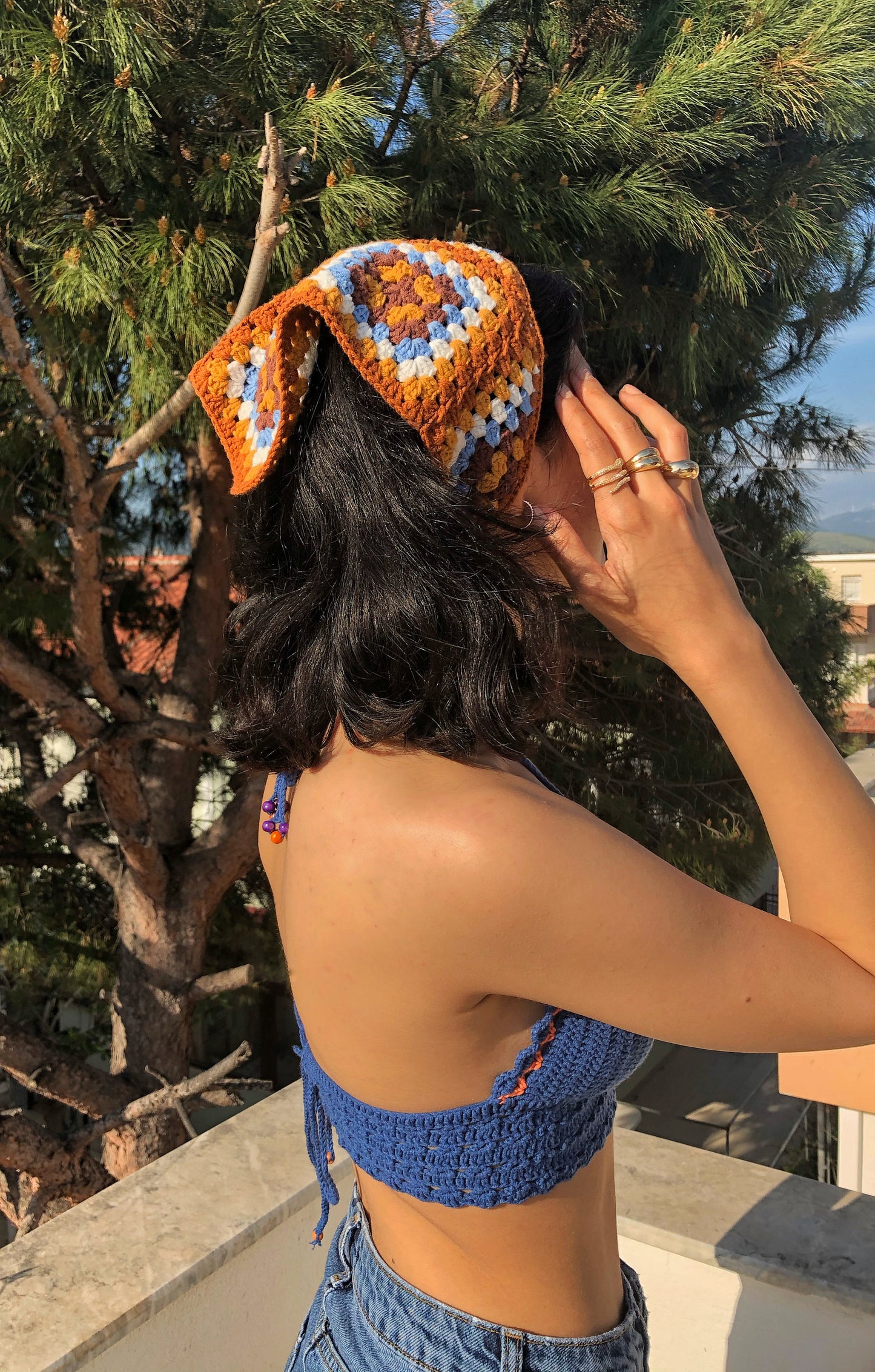 Granny Square Crochet Hair Bandana