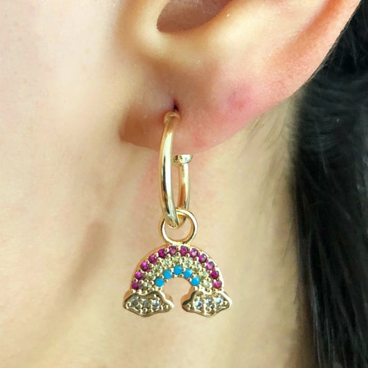 Rainbow Crystal Ball Hoop Earring • Colorful Rainbow Earring