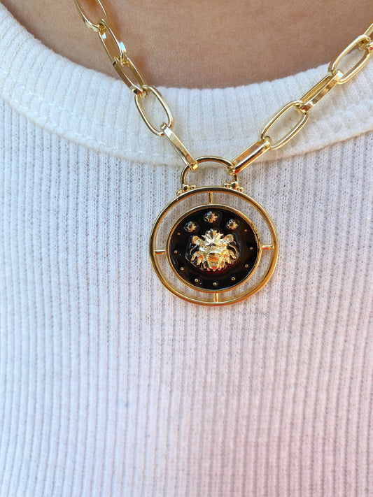 Leo Zodiac Sign Medallion Coin Necklace • Constellation Celestial