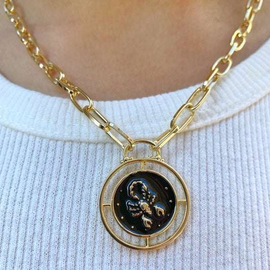Scorpio Zodiac Sign Medallion Necklace • Horoscope Constellation
