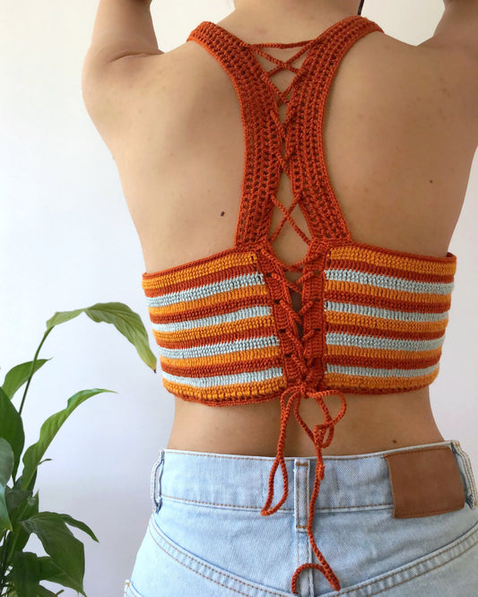 Striped Crochet Halter Top