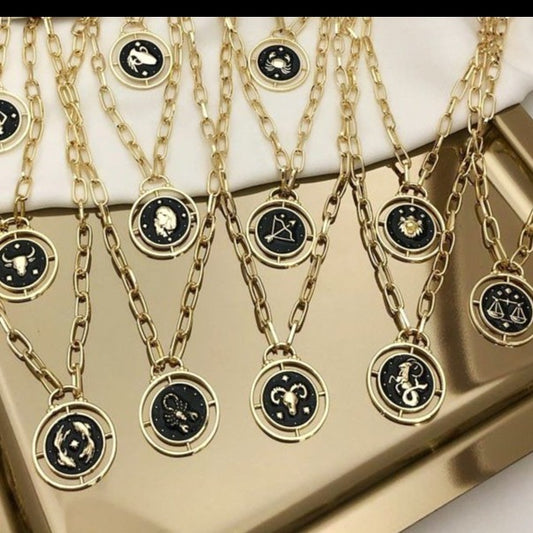 Zodiac Sign Star Gold Necklace SET
