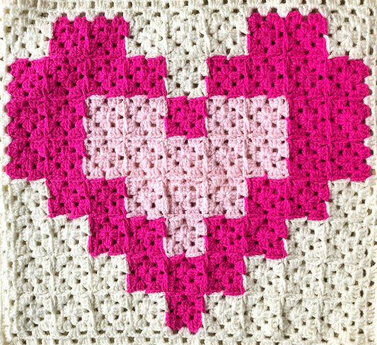 Patchwork Heart Granny Square Crochet Pillow Cover- Handmade Pillow Case