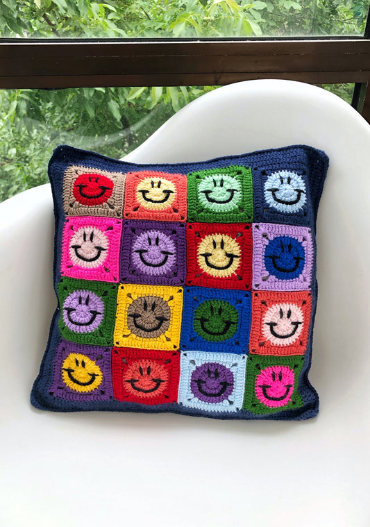 Granny Square Crochet Pillow Cover- Handmade Pillow Case