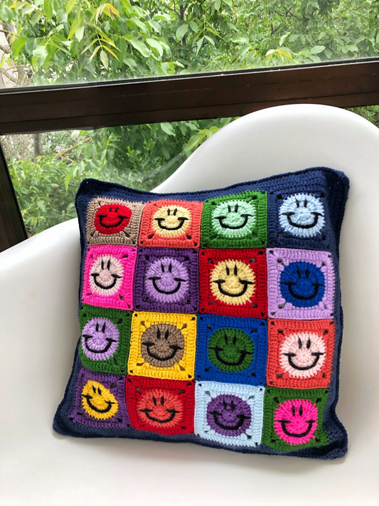 Granny Square Crochet Pillow Cover- Handmade Pillow Case
