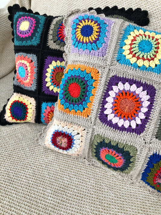 Granny Square Crochet Pillow Cover- Handmade Pillow Case