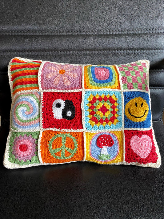 Granny Square Crochet Pillow Cover- Handmade Pillow Case
Throw Pillow