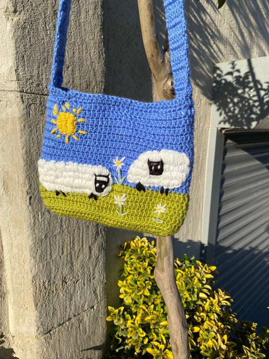 Handmade Sheep Sun Nature Crochet Bag