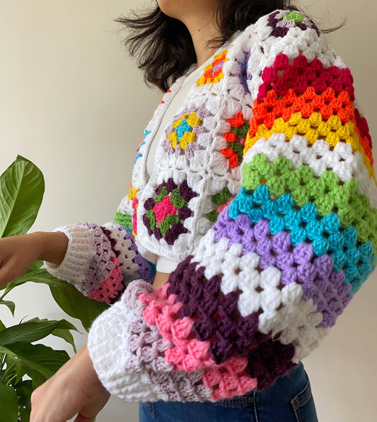 Handknit Granny Square Cardigan