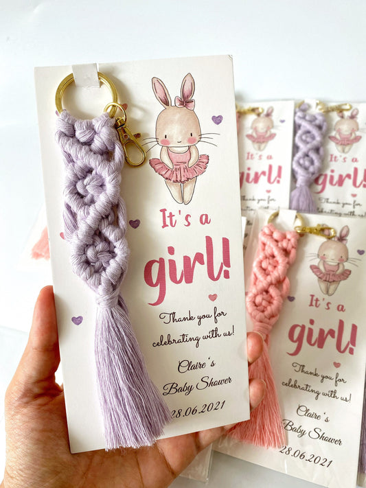 1-100 PCS WHOLESALE Macrame Keychain Thank You Note,BULK Welcome Baby Favor,Baptism Babyshower Baby Gender Reveal Birthday Welcoming Favors