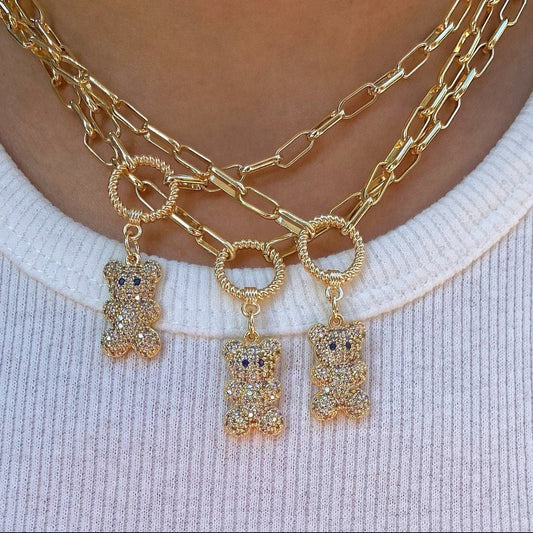 Teddy Bear Necklace Bracelet SET • Gummy Bear Cute Choker
