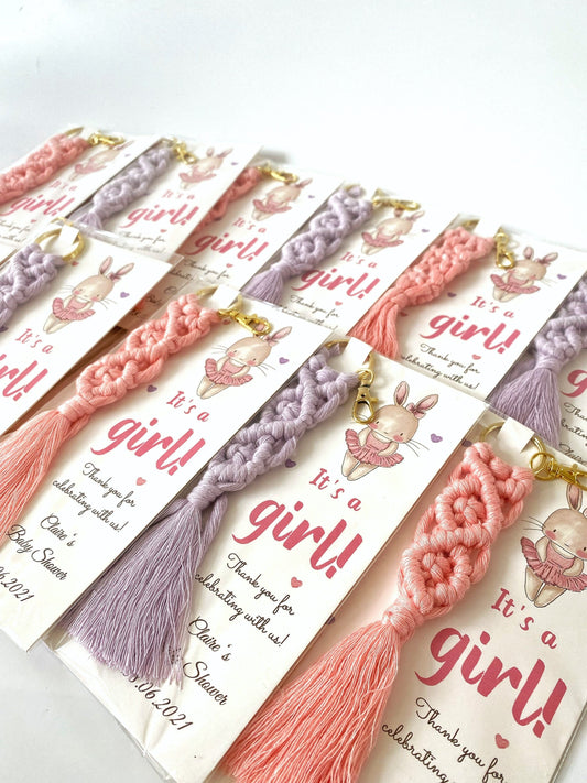 1-100 PCS WHOLESALE Macrame Keychain Thank You Note,BULK Welcome Baby Favor,Baptism Babyshower Baby Gender Reveal Birthday Welcoming Favors