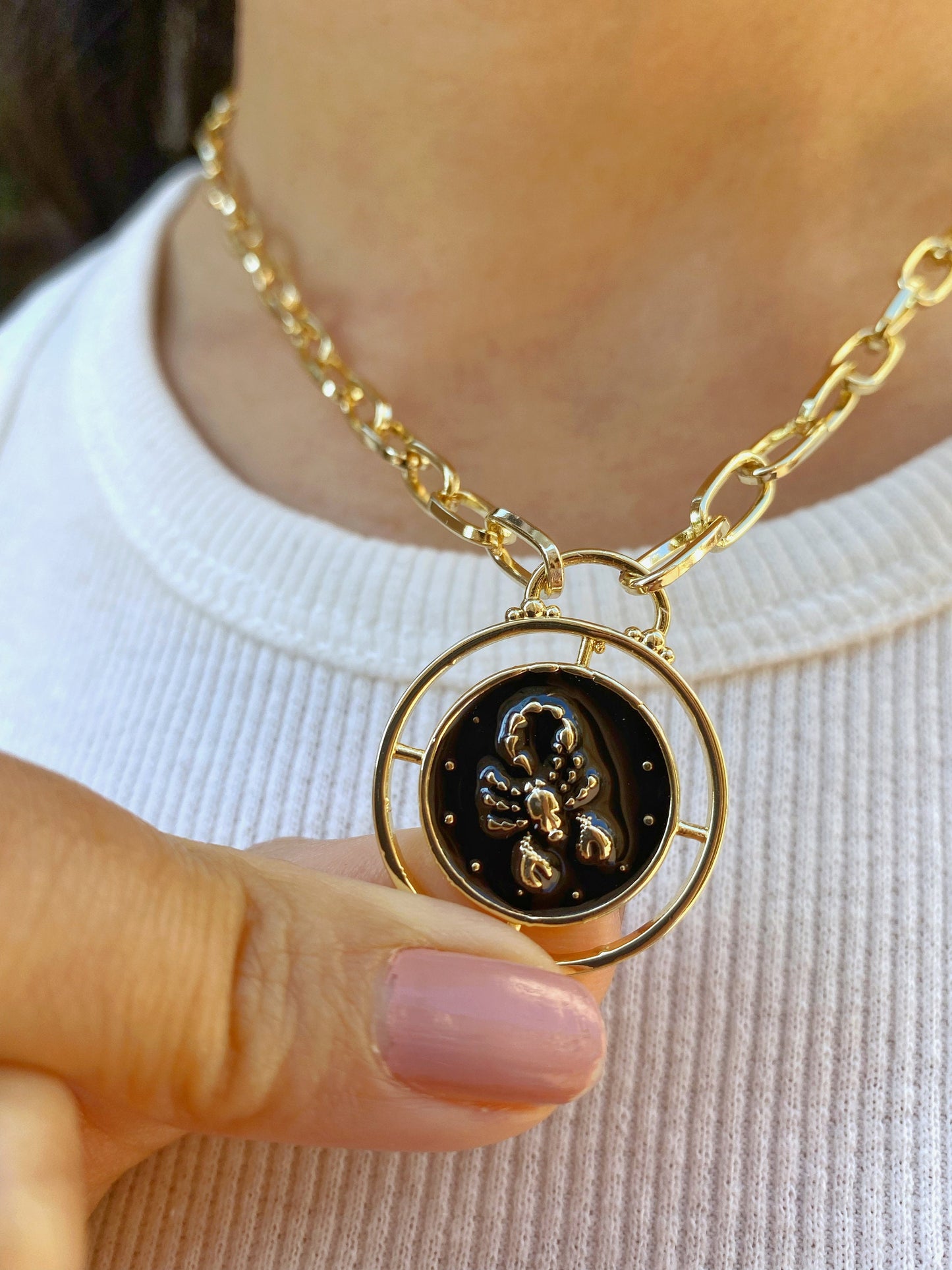 Scorpio Zodiac Sign Medallion Necklace • Horoscope Constellation