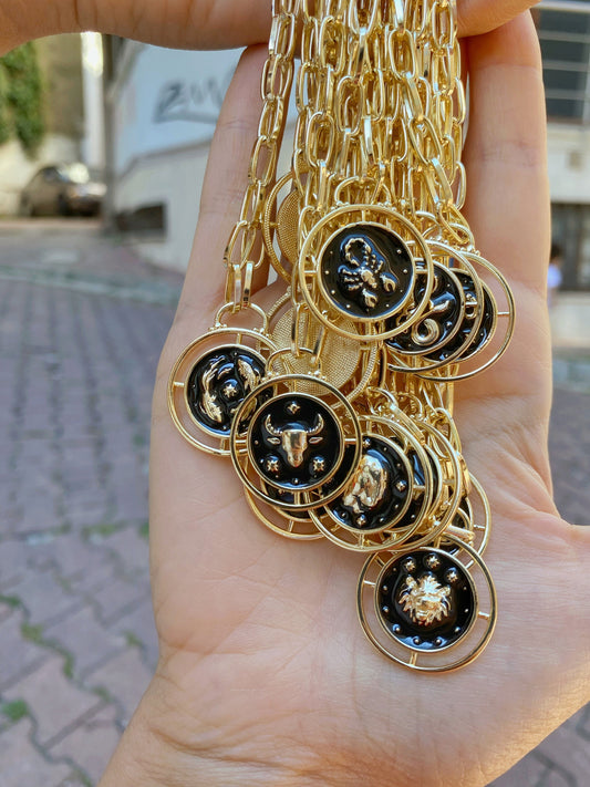 Zodiac Sign Star Gold Necklace SET