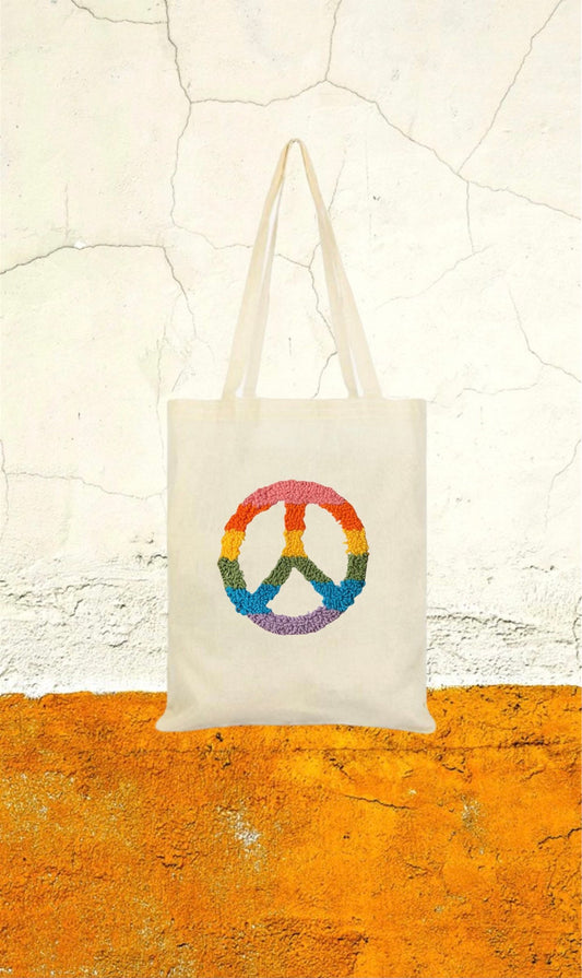 Ecofriendly Punch Needle Embroidered Cotton Canvas Bag