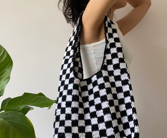 Handmade Checkerboard Crochet Bag