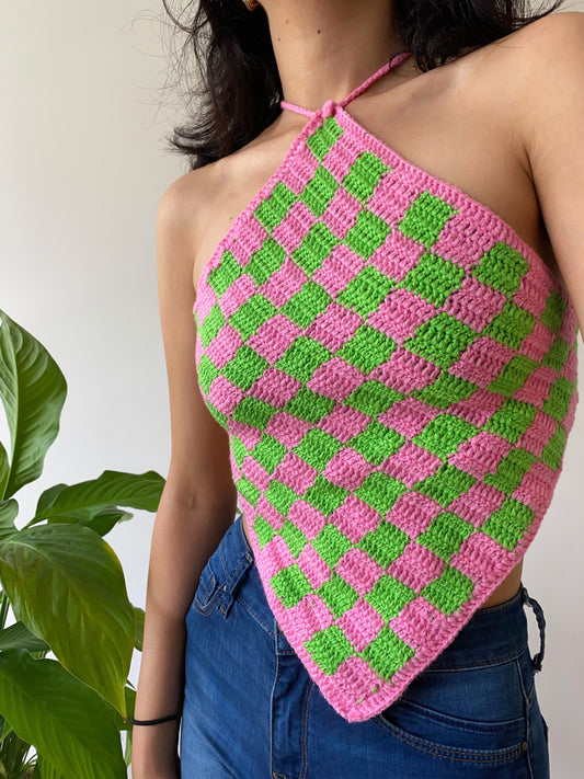 Checkered Crochet Top