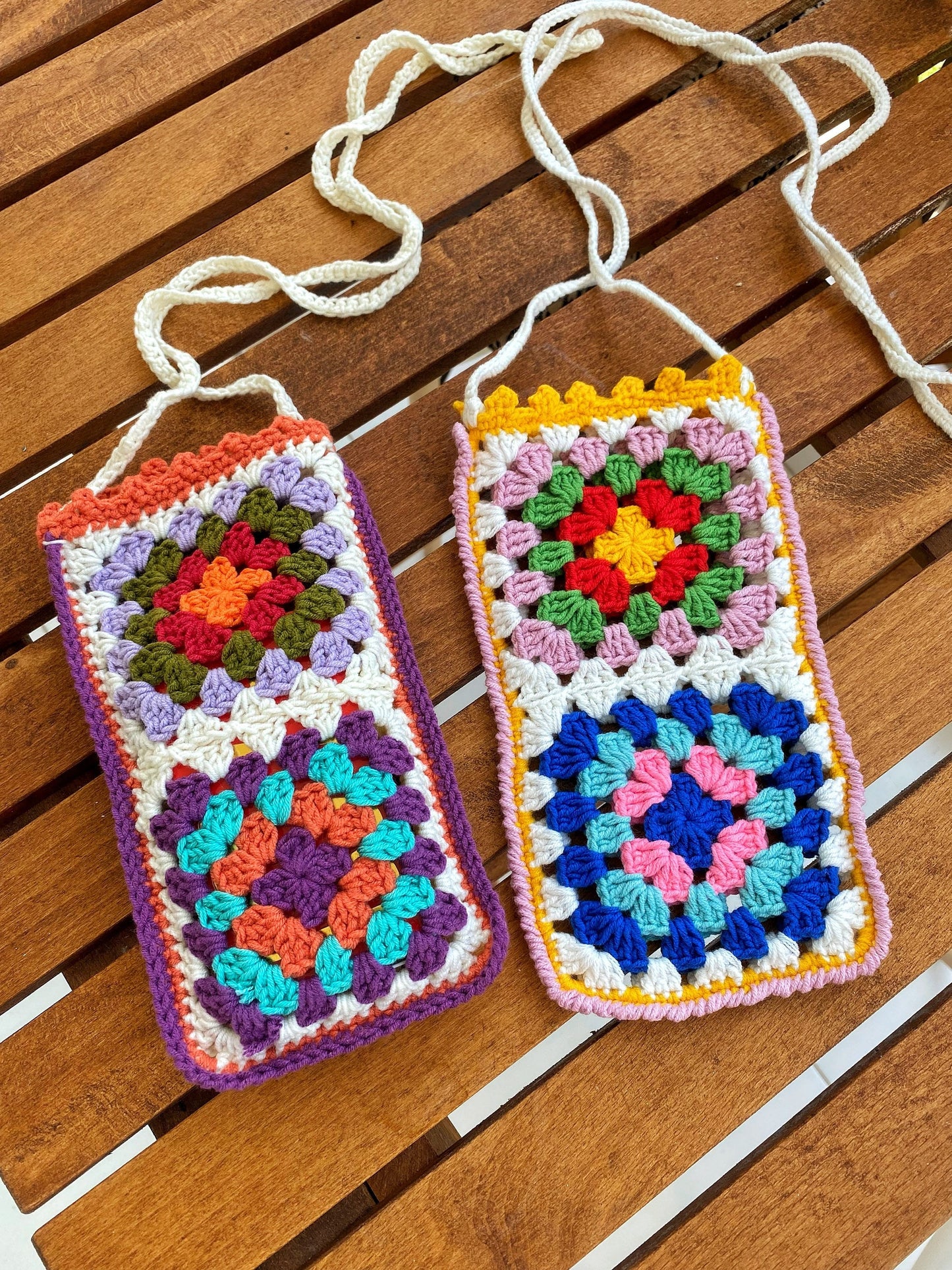 Granny Square Phone Holder Purse,Crossbody Mini Travel Bag