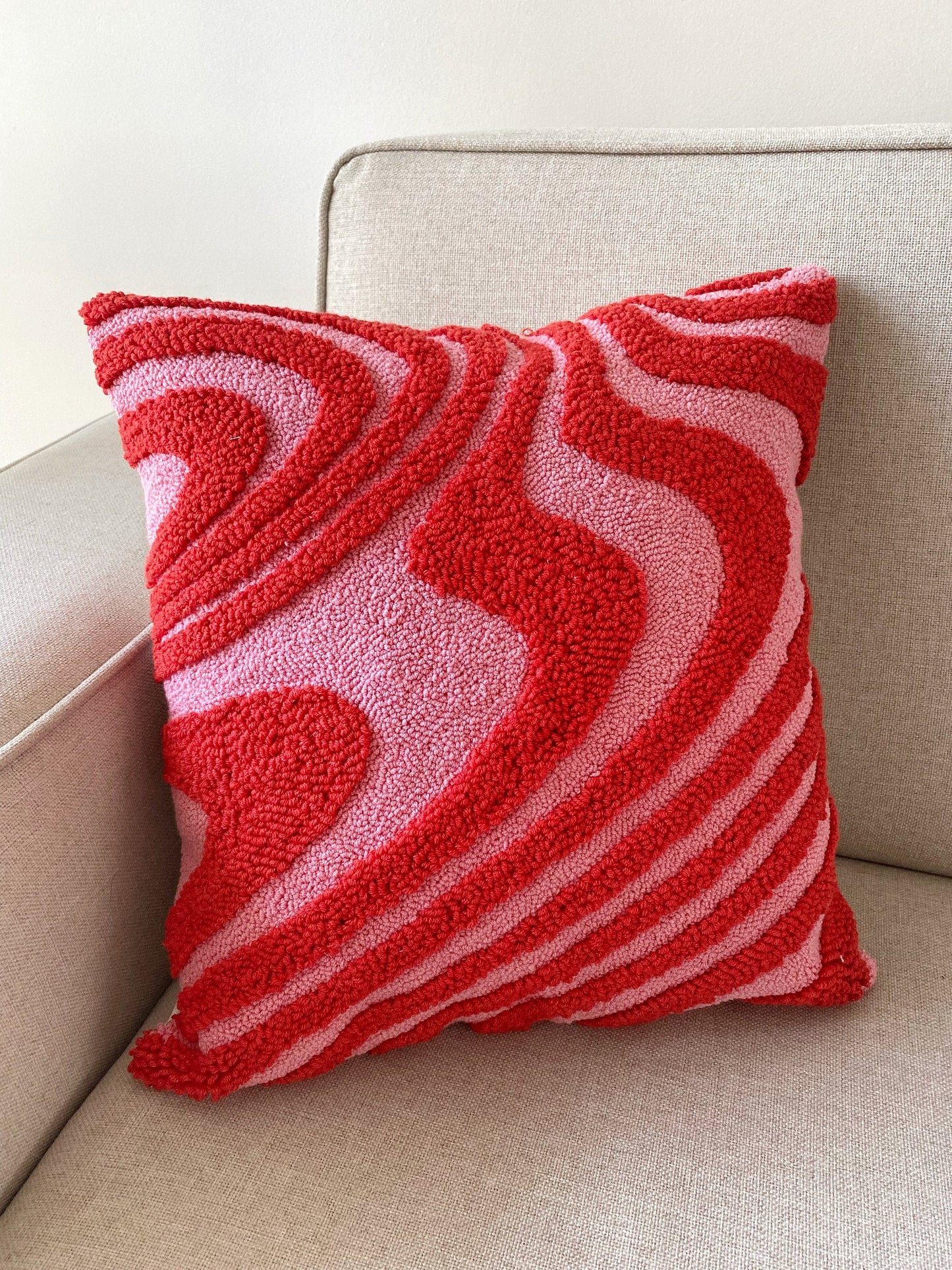 Punch Needle Pillow Case Groovy - Tufted Pillow Cover