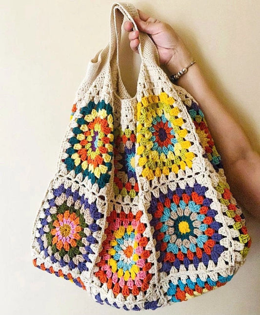 Handmade Large Granny Square Crochet Bag