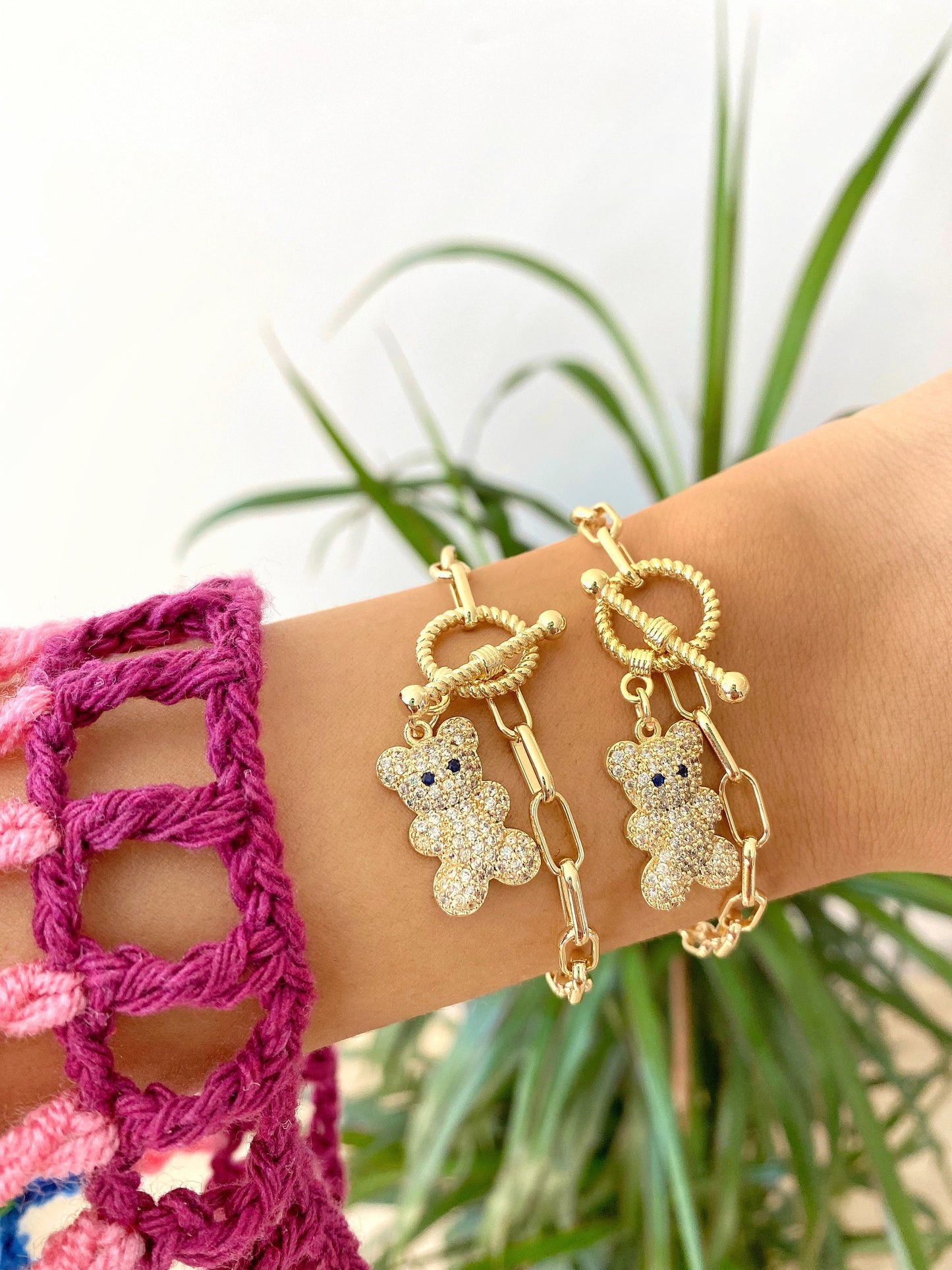 Teddy Bear Charm Chain Bracelet • Gummy Bear Cute Jewelry