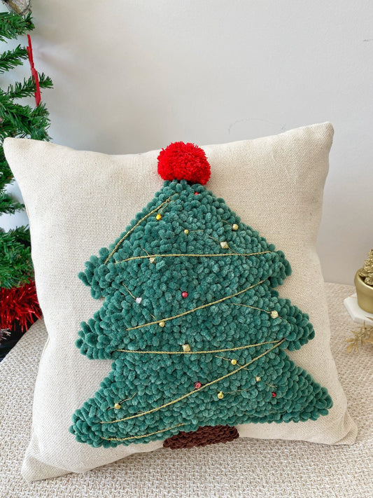 Christmas Punch Needle Pillow Case - Tufted Pillow Cover