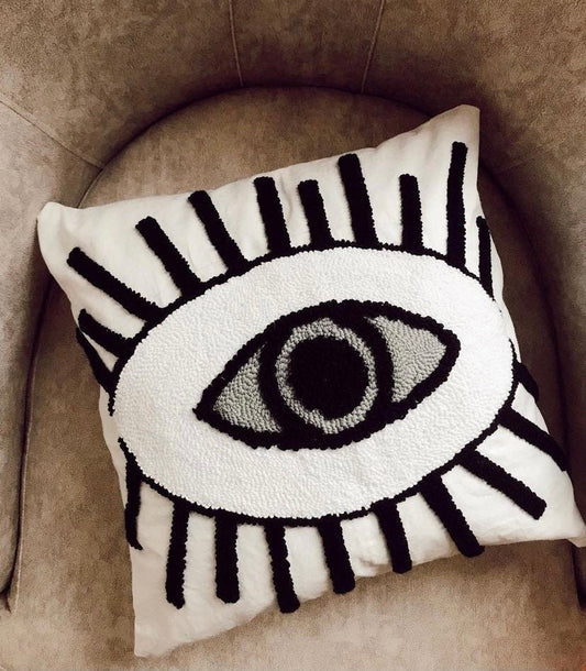 Evil Eye Punch Needle Pillow Case - Tufted Pillow Cover