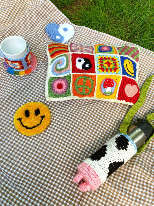 Granny Square Crochet Pillow Cover- Handmade Pillow Case