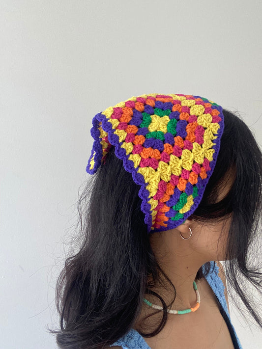 Granny Square Crochet Hair Bandana
