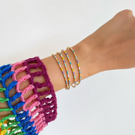 Colorful Minimalist Cuff Bracelet • Multicolor Thin Cuff Bracelet • Stackable Layering