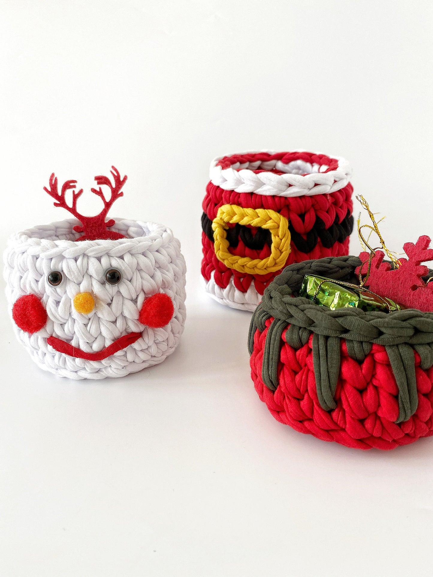 Chunky Crochet Christmas Basket Set