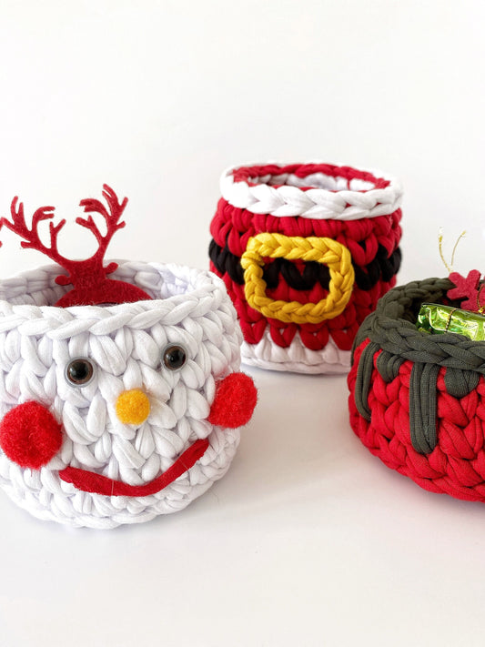 Chunky Crochet Christmas Basket Set