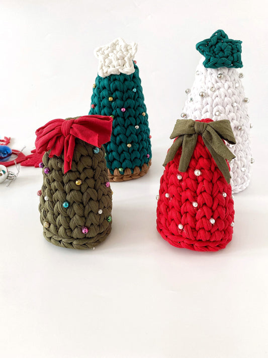 Chunky Crochet Christmas Tree Set