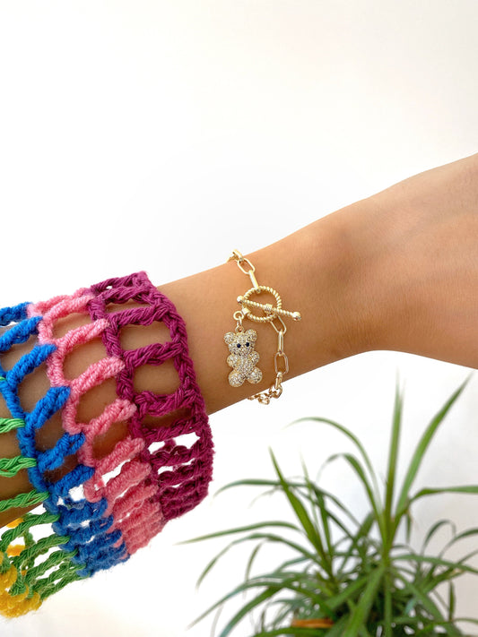 Teddy Bear Charm Chain Bracelet • Gummy Bear Cute Jewelry