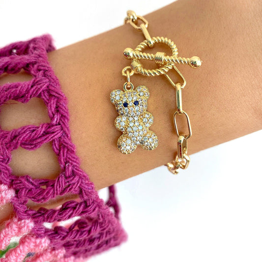 Teddy Bear Charm Chain Bracelet • Gummy Bear Cute Jewelry